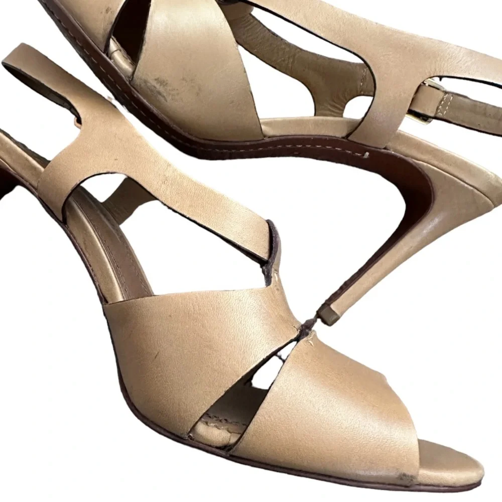 Tory Burch tan strap heels